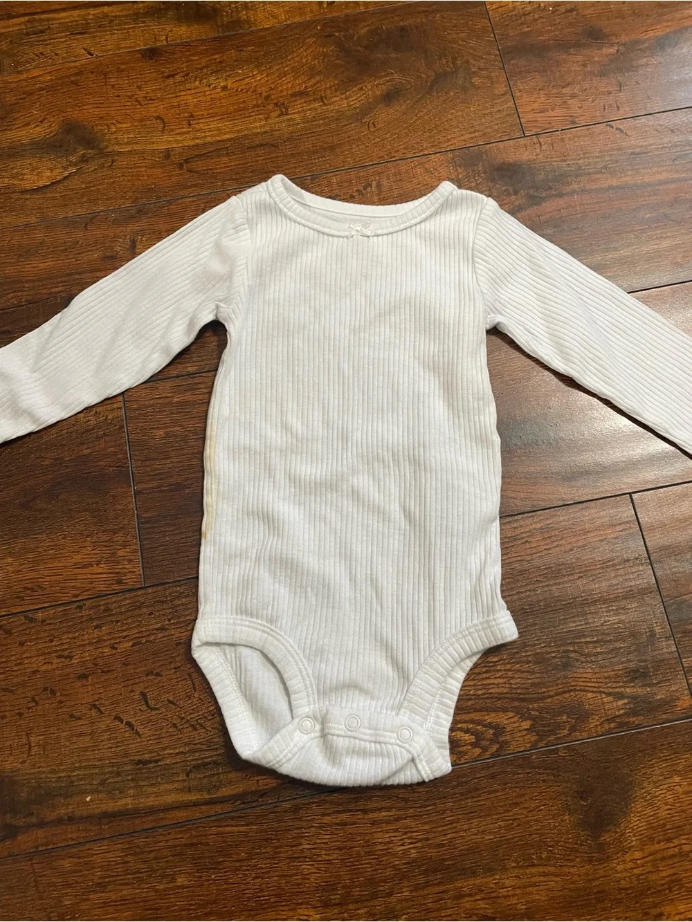 Carter's White Ribbed Long-Sleeve Baby One-Piece Bodysuit